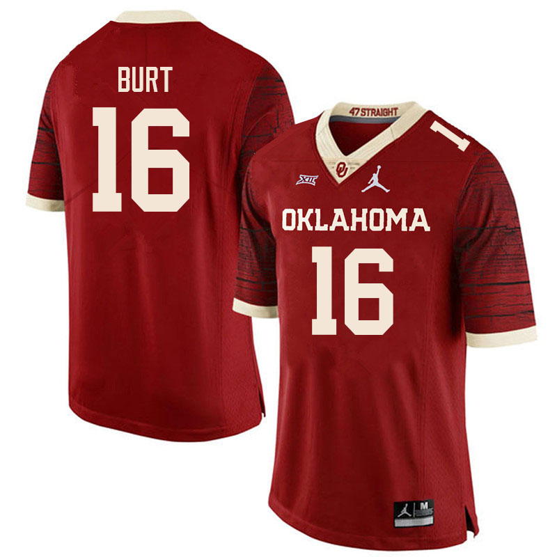 Oklahoma Sooners #16 Jamarrien Burt College Football Jerseys Sale-Retro
